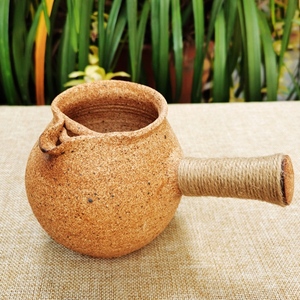 茗艺茶叶淘宝云南烤茶罐土陶土罐煮普洱茶壶 侧把壶 木把防烫 公道