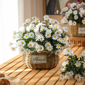 小雏菊仿真花白色雏菊花束田园野菊花假花洋甘菊盆栽花篮装饰绢花