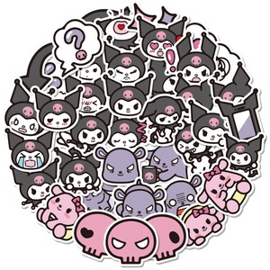 库洛米贴纸40张 kuromi可爱卡通表情手账素材 手机壳水杯手帐贴纸