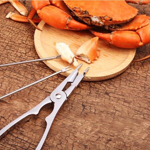 新品工具三件套不锈钢蟹针v吃螃蟹钳具大闸蟹工夹蟹八件剥蟹工具