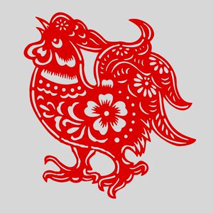 端午节门贴公鸡剪纸纸贴纸剪贴画作品手工贴的窗花小鸡粽子墙贴