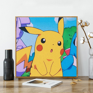 数字油画diy动漫皮卡丘油彩画手工填充填色手绘画画卡通画水彩画
