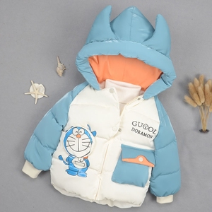 哆啦a梦男童卡通棉衣1-4岁3儿童3加绒加厚羽绒棉袄棉服宝宝外套2