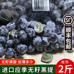 无籽黑提2斤进口黑加仑提子现货新鲜黑葡萄水果发顺丰