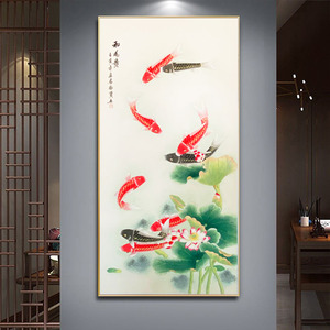 九龙聚财图 纯手绘 花鸟画 工笔画 玄关画 挂墙画 卧室床头装饰画