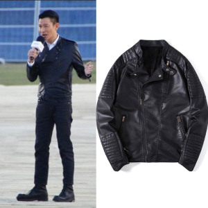 刘德华同款皮夹克男士外套春秋季韩版潮流加绒秋装机车仿真皮上衣