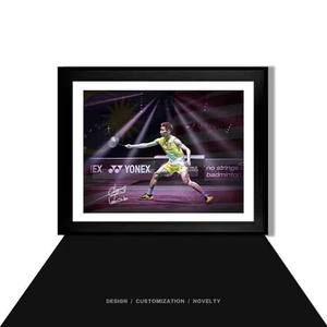 本队中国羽毛球队林丹李宗伟安塞隆签名相框装饰画立牌桌摆礼物