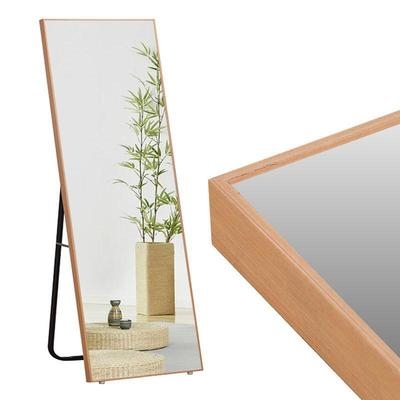 省空间商场原木色显高镜面长镜子身镜m落地实木细边框木框面