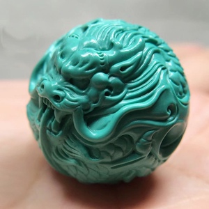 湖北原矿天然高瓷蓝绿松石散珠单珠龙珠雕刻圆珠桶珠金刚手串配饰