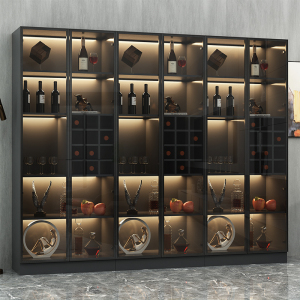 酒柜轻奢高档客厅靠墙玻璃酒柜展示柜家用酒柜玻璃门定做现代轻奢