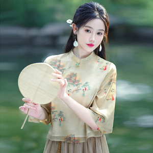 新中式女装中国风汉服改良版旗袍连衣裙夏季民国复古茶服两件套装