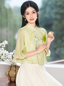 唐装女装中国风年轻款改良旗袍上衣夏季新中式茶艺师服装汉服套装