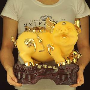 金猪摆件招财十二生肖猪风水创意工艺品家居可爱客厅酒柜装饰品