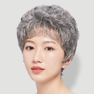 假发短发女2021年时尚新款全头套式女士中老年造型假发套卷发发型