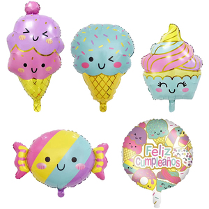 可爱甜品冰淇淋蛋糕糖果造型雪糕铝膜气球生日装饰派对背景布置球