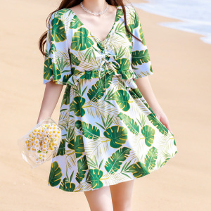 泳衣大码胖mm遮肉连体裙妈妈保守显瘦成人女士女式女装游泳衣温泉