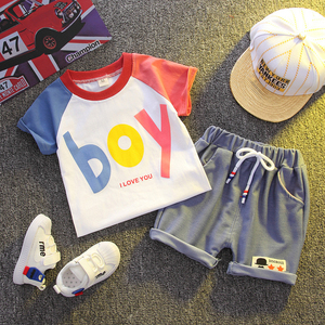 可优比幼儿衣服夏季短袖男宝宝分体套装1-3岁0可爱帅气a类t恤韩版