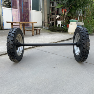 450-12实心马车轮带轴22寸两轮连轴牵引车炮车轮子w拖车轮工地用