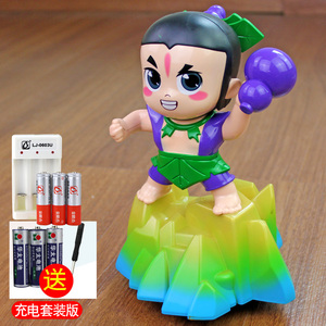 电动葫芦娃玩具儿童玩具金刚葫芦娃电g动万向会走带音乐灯光公仔m