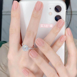 纯色短款假指甲片可拆卸穿戴美甲成品网红美甲贴片果冻色手指甲贴