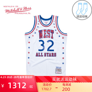 Mitchell Ness复古篮球服刺绣AU球员版83季NBA全明星约翰逊球衣男