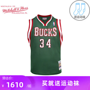 mitchell&ness复古球衣au球员版13季nba雄鹿队字母哥篮球服男背心