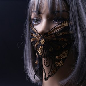 新品脸面具蝴蝶口罩网红美女遮嘴舞播舞蹈情趣t性感面纱台直假面