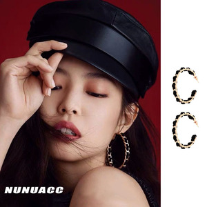 jennie同款耳环女酷帅秋冬夸张港风圆圈圈大圈耳圈耳坠金属感耳饰