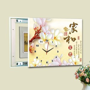电表箱装饰画带钟表竖款简约挂钟电闸配电盒遮挡电箱时钟免打孔