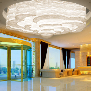 酒店大堂宴会厅水晶吊灯会议厅会所前台大厅别墅吸顶灯具定制工程
