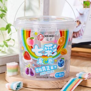彩虹糖维c果c卷健康营养水果软糖儿童零食独立包装果汁卷卷糖桶装