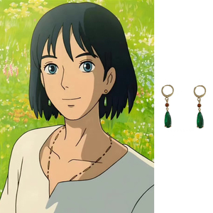 哈尔的移动城堡同款绿色水滴耳环银针绿松石耳钉女小众设计高级感