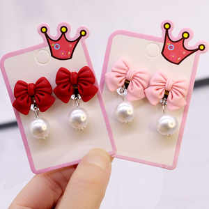 儿童过年耳钉女童新年耳饰儿童新年耳钉小孩耳夹无耳洞简约可爱