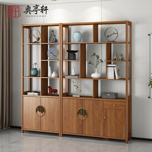 新中式博古架现代简约多宝阁客厅置物架隔断屏风实木杠茶叶展示柜