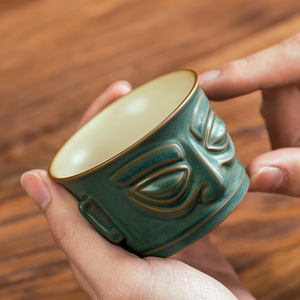 三星堆文创杯子陶瓷喝茶杯个人品茗单杯主人杯小茶碗文化创意礼品