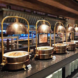 玫瑰金色不锈钢自助餐炉电加热保温炉热菜档食物保温灯炉加热灯