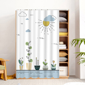 橱柜衣柜门帘滑轨拉帘书柜防尘布帘子衣帽间杂物柜子办公桌遮挡帘