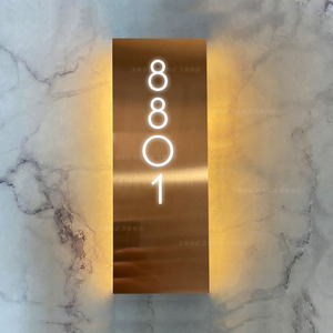 不锈钢门牌定制金属背发光led民宿酒店号码包厢名字标识极简个性