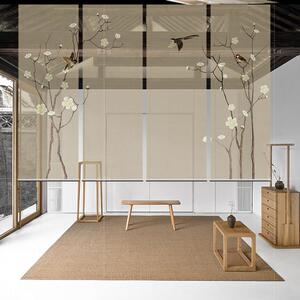 竹帘卷帘中式隔断悬挂式屏风客厅卧室半透卷帘玄关帘手拉可升降窗