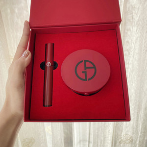 armani/阿玛尼口红唇釉红管405烂番茄2号红气垫遮瑕圣诞礼盒套装