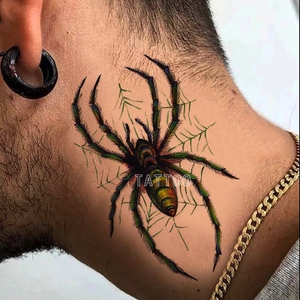 蜘蛛纹身贴防水持久手臂手指贴纸个性暗黑系花臂手绘小腿高冷气质