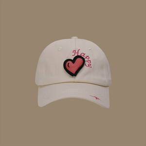 canarykiss帽子女夏款可拆卸爱心软顶棒球帽休闲百搭情侣鸭舌帽