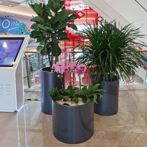 北欧简约花器花艺组合酒店商场大堂落地绿植创意圆形花盆美陈装饰