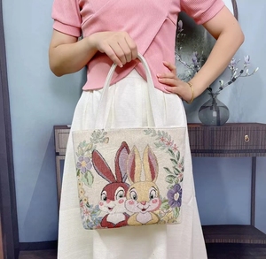 2023新款兔子手提布包女包妈咪包手拎包手机包零钱包双面刺绣萌兔