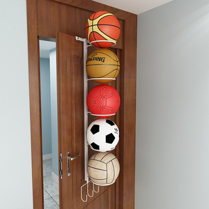 简易幼儿园儿童家用卧室门后挂钩架免打孔篮球收纳置物整理存放筐