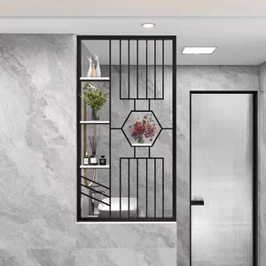 铁艺屏风客厅进门入户门鞋柜装饰艺术金属玄关洗手台半墙轻奢隔断