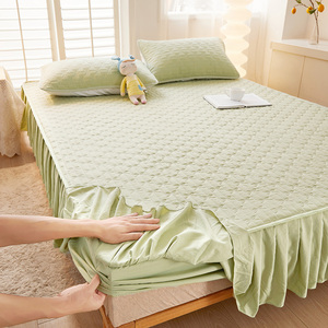 A类床笠大豆夹棉床罩带床裙边二合一体床单件床垫被褥子套单双人