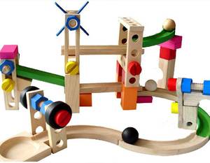 儿童益智轨道过山车玩具套装木制滚珠积木3-6-8周岁男孩智力拼装
