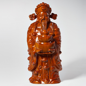 花梨木雕财神爷佛像摆件实木雕刻家用店铺开业送礼文财神红木装饰