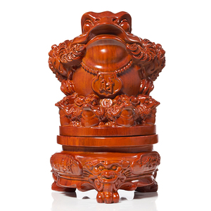 花梨木雕金蟾摆件实木雕刻金蝉配底座红木质金蟾蜍办公室客厅茶宠